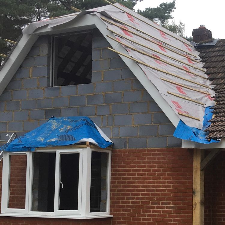 Roof extension with modern skylights